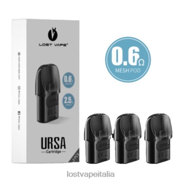 Lost Vape URSA cialde sostitutive | 2,5 ml (confezione da 3) nero 0,6ohm FTP8B6 Lost Vape Flavors Italia